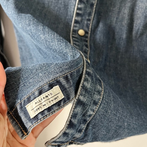 All-Saints Duncan LS Shirt Western Denim Button-Up Shirt Slim Fit XS - Picture 7 of 10